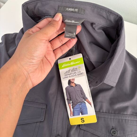 Eddie Bauer Gray Button Down Shirt for Women - Picture 8 of 11